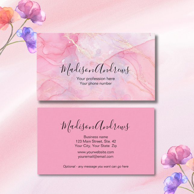Tarjeta De Visita Elegante profesional rosa (Pleasing pinks are featured in this attractive, yet professional, business card design.)