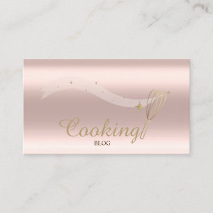 Tarjeta De Visita Elegante Profesional, Rosa Dorado, Batidor, Cocina
