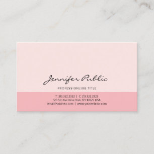 Tarjeta De Visita Elegante Profesional Rosa Simple Diseño Moderno