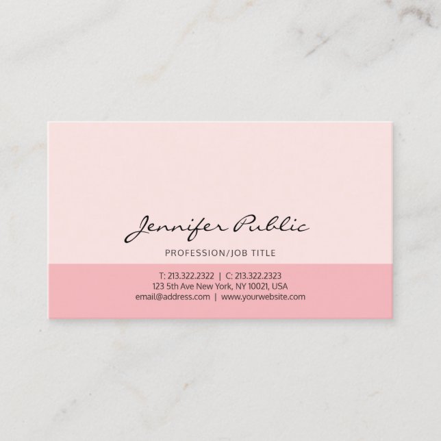 Tarjeta De Visita Elegante Profesional Rosa Simple Diseño Moderno (Anverso)