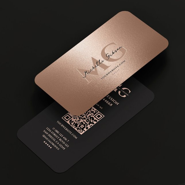Tarjeta De Visita Elegante profesional Rosegold Black Modern (Elegant Professional Rosegold Black Modern Business Card
)