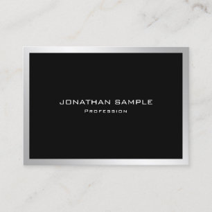 Tarjeta De Visita Elegante profesional sencillo plateado moderno
