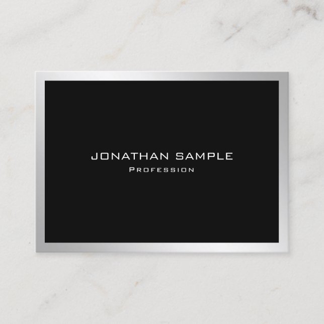 Tarjeta De Visita Elegante profesional sencillo plateado moderno (Anverso)