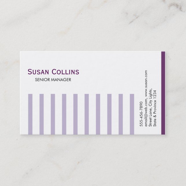 Tarjeta De Visita Elegante profesional simple a rayas (Anverso)