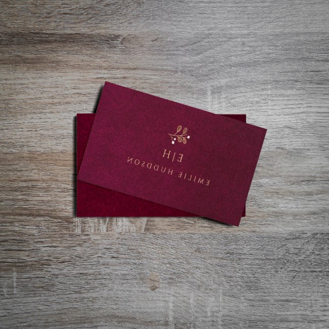 Tarjeta De Visita Elegante Profesional Simple Borgoña (A Professional Business card #nteriordesigner #darkmoody #weddingplanner #fashiondesigner #hairstyle)