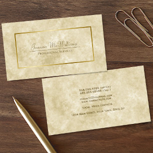 Tarjeta De Visita Elegante profesional simple de marfil y oro