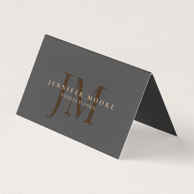 Tarjeta De Visita Elegante Profesional Simple Minimalista Gris Gold (Anverso)