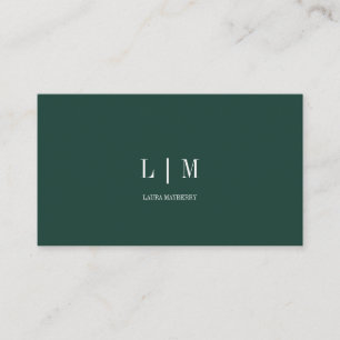 Tarjeta De Visita Elegante Profesional Simple Monograma Esmeralda