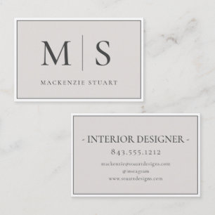 Tarjeta De Visita Elegante Profesional Simple Monograma Minimalista