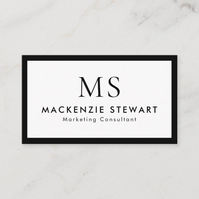 Tarjeta De Visita Elegante Profesional Simple Monograma Minimalista (Anverso)