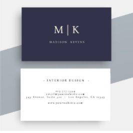 Tarjeta De Visita Elegante Profesional Simple Monograma Minimalista