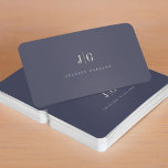 Tarjeta De Visita Elegante Profesional Simple Monograma Minimalista<br><div class="desc">Moderna y elegante tarjeta de visita con su monograma en la parte delantera en un diseño de tipografía de gama alta. Personalización profesional y sencilla. Esta es la versión marfil y azul marino.</div>