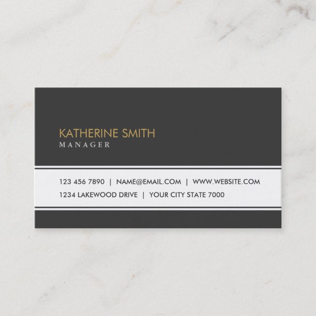 Tarjeta De Visita Elegante profesional simple negro y blanco (Anverso)