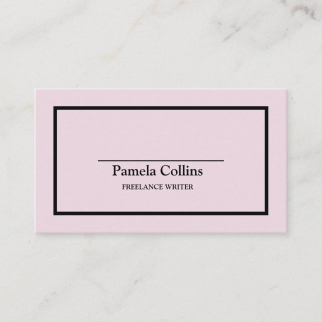 Tarjeta De Visita Elegante profesional simple negro y rosa (Anverso)