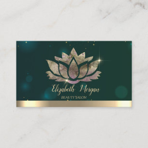 Tarjeta De Visita Elegante Profesional Verde Loto