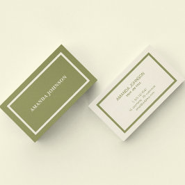 Tarjeta De Visita Elegante Profesional Verde Sage Simple Limpio