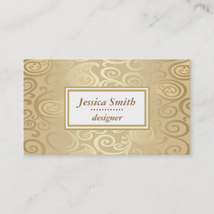 Tarjeta De Visita Elegante profesional y suave dorado floral