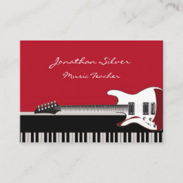 Tarjeta De Visita Elegante profesor de música de piano y guitarra