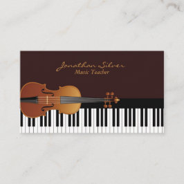 Tarjeta De Visita Elegante profesor de música en violín y piano-key