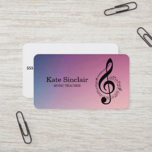 Tarjeta De Visita Elegante profesor de música piano Keys musical