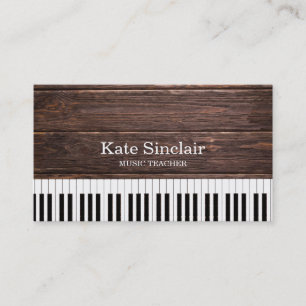 Tarjeta De Visita Elegante profesor de música piano Keys musical