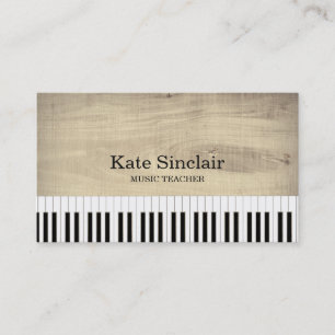 Tarjeta De Visita Elegante profesor de música piano Keys musical