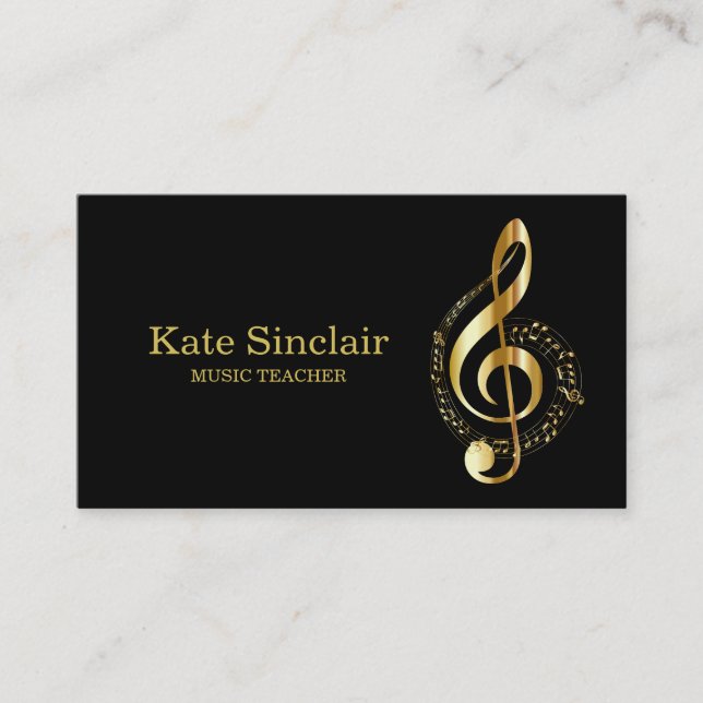 Tarjeta De Visita Elegante profesor de música piano Keys musical (Anverso)