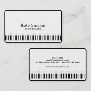 Tarjeta De Visita Elegante profesor de música piano Keys musical