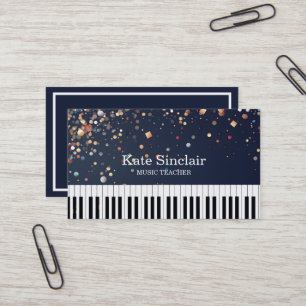 Tarjeta De Visita Elegante profesor de música piano Keys musical
