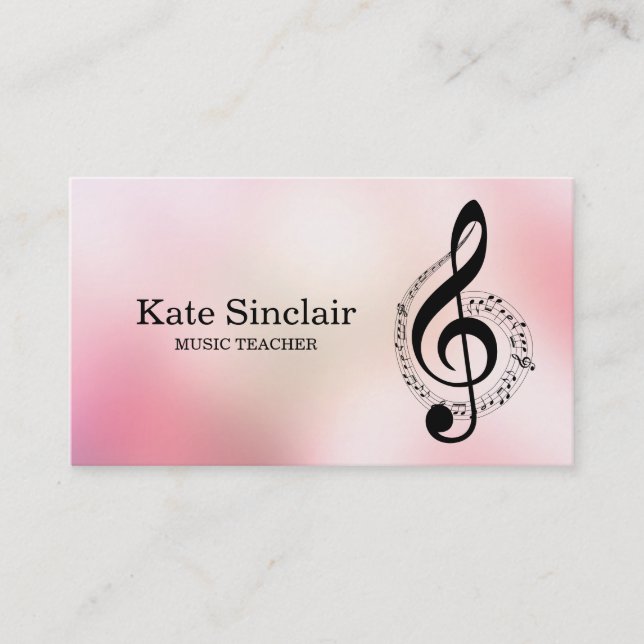 Tarjeta De Visita Elegante profesor de música piano Keys musical (Anverso)