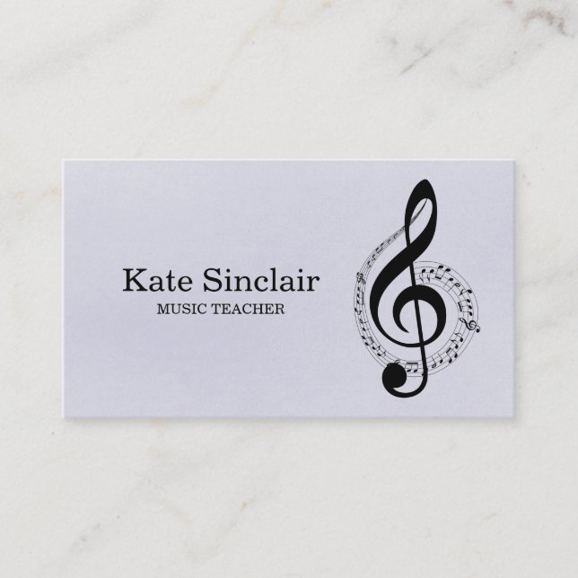 Tarjeta De Visita Elegante profesor de música piano Keys musical (Anverso)