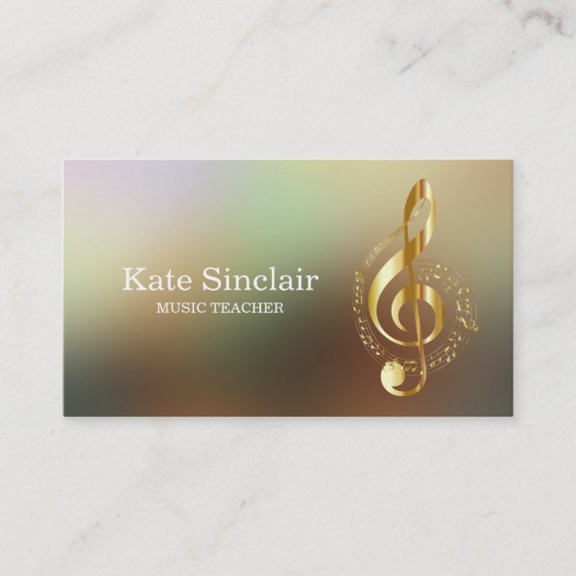 Tarjeta De Visita Elegante profesor de música piano Keys musical (Anverso)