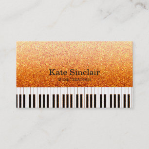 Tarjeta De Visita Elegante profesor de música piano Keys musical
