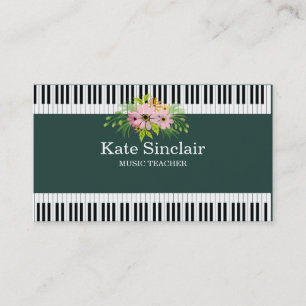 Tarjeta De Visita Elegante profesor de música piano Keys musical