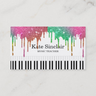 Tarjeta De Visita Elegante profesor de música piano Keys musical