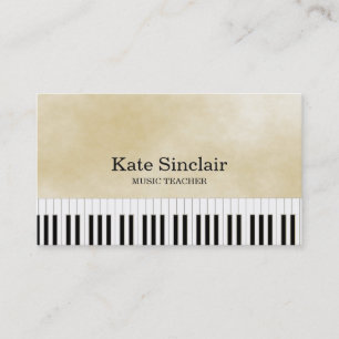Tarjeta De Visita Elegante profesor de música Piano Keys Musical Bu