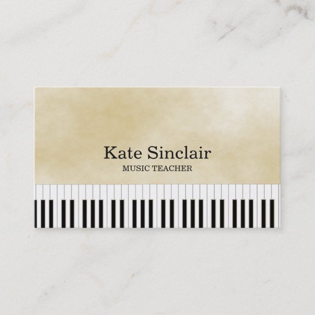 Tarjeta De Visita Elegante profesor de música Piano Keys Musical Bus (Anverso)