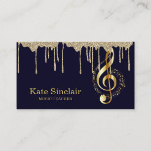 Tarjeta De Visita Elegante profesor de música Piano Keys Oro musica