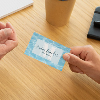 Tarjeta De Visita Elegante profesor de natación en Monograma Azul