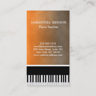 Tarjeta De Visita Elegante profesor de piano de raya negra moderna