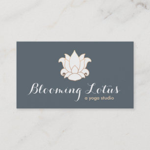 Tarjeta De Visita Elegante profesor de yoga blanco Lotus y meditació