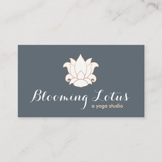Tarjeta De Visita Elegante profesor de yoga blanco Lotus y meditació (Anverso)