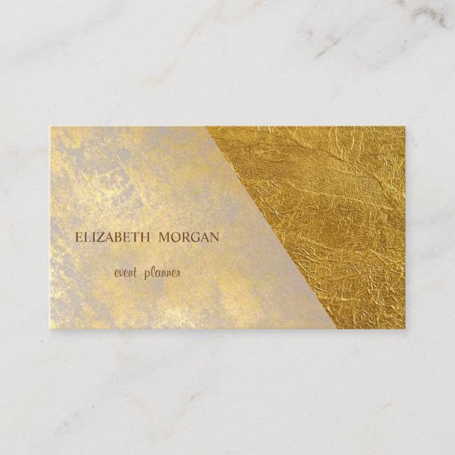 Tarjeta De Visita Elegante Proffesional Elegante, Faux Gold (Anverso)