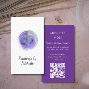 Tarjeta De Visita Elegante Psíquico Moderno Moon Crystal Ball Púrpur