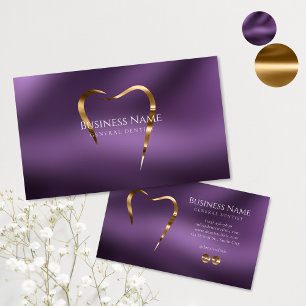 Tarjeta De Visita Elegante Purple Gold Dentist Business Card Diseño