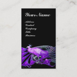 Tarjeta De Visita ELEGANTE PURPLE PEACOCK, negro
