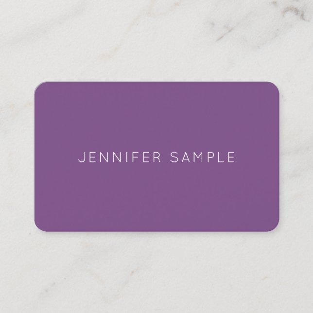 Tarjeta De Visita Elegante Purple Simple Moderno Moda de lujo (Anverso)