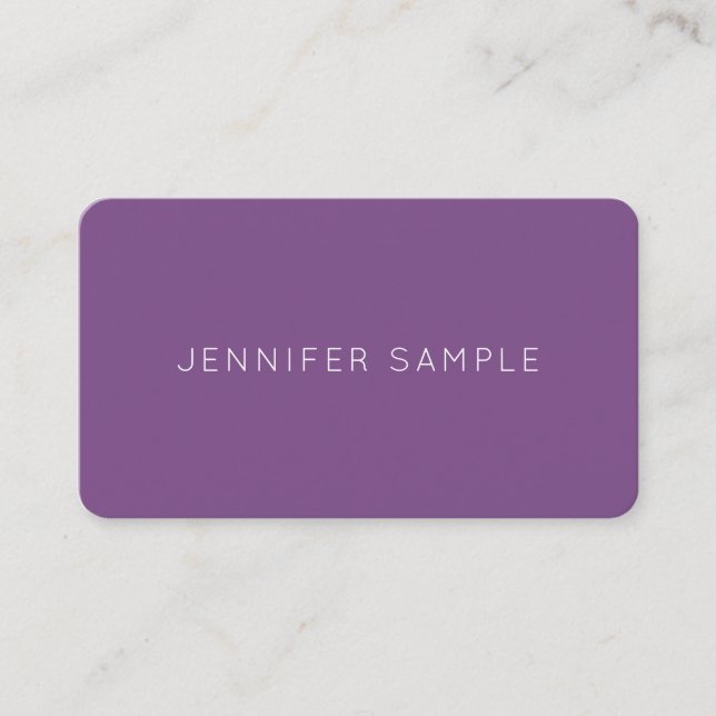 Tarjeta De Visita Elegante Purple Sleek Diseño Moderno Moda de lujo (Anverso)