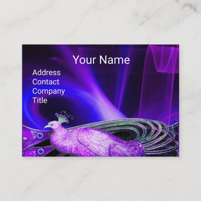 TARJETA DE VISITA ELEGANTE PURPLE VIOLETA EN HINCHAS AZULES NEGRAS (Anverso)
