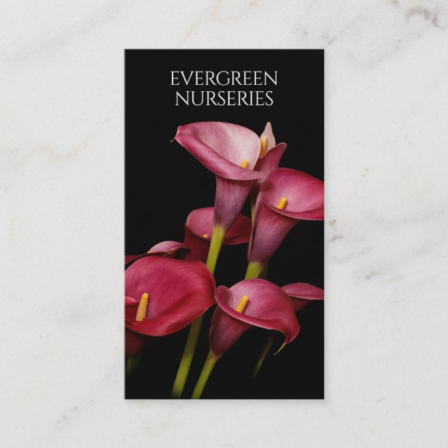 Tarjeta De Visita Elegante púrpura Calla Lilies (Anverso)